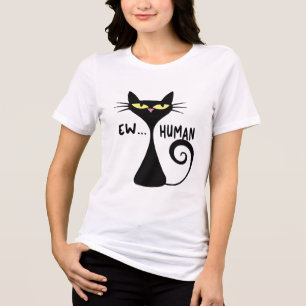 Camiseta Triblenda Ew Human - Arte Minimalista de gato negro brillant