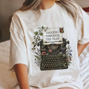 Camiseta Triblenda Excavando a Través del Arte Floral de Máquina de E
