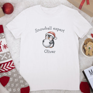 Camiseta Triblenda Experto en Bolas de Nieve Pingüino Navideño Adorab