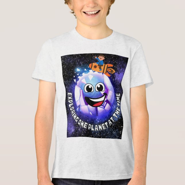 Camiseta Triblenda Explorando un planeta en ese momento. niño en un c (Anverso)