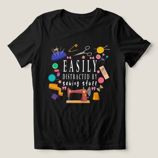 Camiseta Triblenda Fácilmente Distraído Por Coser Camiseta, Coser (Diseño delantero )