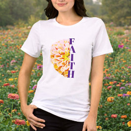Camiseta Triblenda Faith Christian Orange Zinnia Floral Shirt 