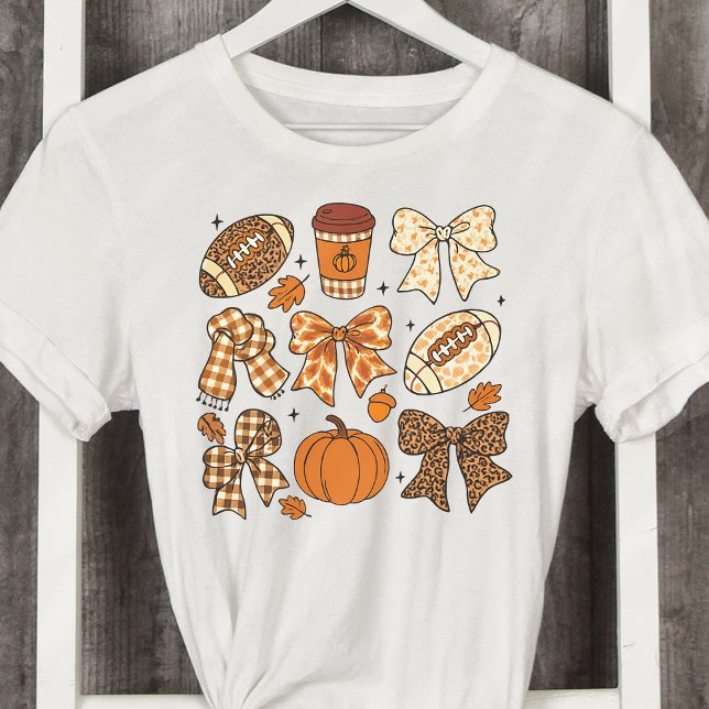 Camiseta Triblenda Fall Football Game Day Preppy Coquette Bows (Subido por el creador)