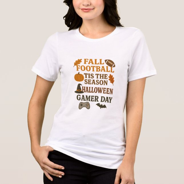 Camiseta Triblenda Fall Football Tis The Season Halloween Gamer Day (Anverso)