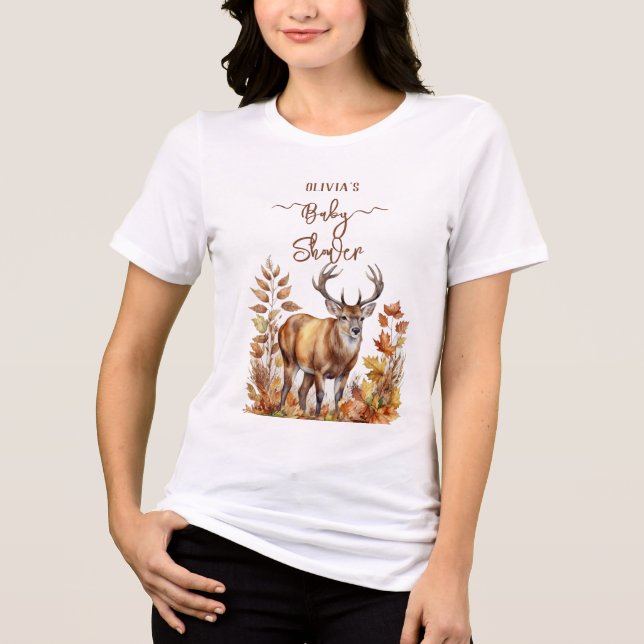 Camiseta Triblenda Fall Woodland Deer Baby Shower Balloon (Anverso)