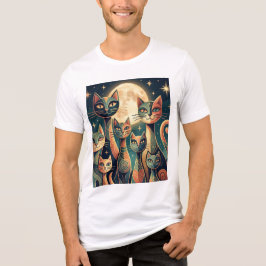 Camiseta Triblenda Familia de gatos lunares abstractos con diseño art