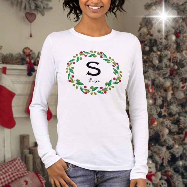 Camiseta Triblenda Familia navidades Monograma inicial de manga larga (Subido por el creador)