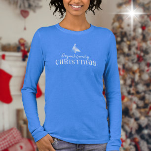 Camiseta Triblenda familia personalizado árbol de Navidad trineo larg