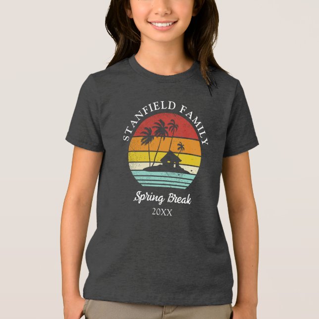 Camiseta Triblenda Familia Spring Break Beach Palm Trees Coincidiendo (Anverso)