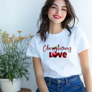 Camiseta Triblenda Famoso mamá el eslogan del vibe de la cereza roja