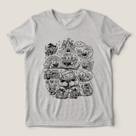 Camiseta Triblenda Fantasía Caprichosa Lectura Doodle Niños