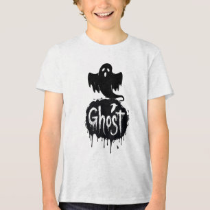 Camiseta Triblenda Fantasma: arte de texto que gotea de terror oscuro