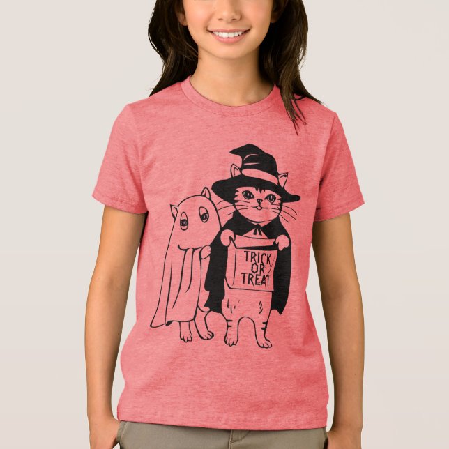 Camiseta Triblenda Fantasma de bruja de gato de Halloween (Anverso)