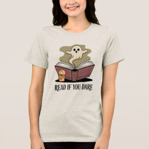 Camiseta Triblenda Fantasma de libro gótico acogedor crema