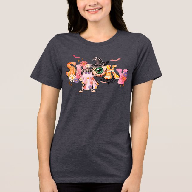 Camiseta Triblenda Fantasma divertida de hippie hippie Halloween (Anverso)