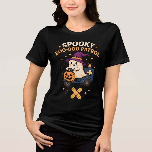 Camiseta Triblenda Fantasma Enfermera pediátrica de la Patrulla Boo-B (Anverso)
