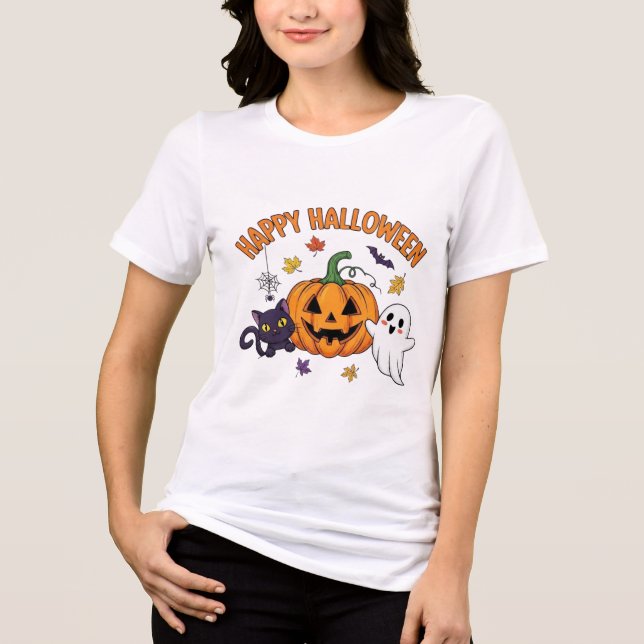 Camiseta Triblenda Fantasma feliz de Halloween (Anverso)