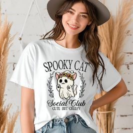 Camiseta Triblenda Fantasma Gato Club Social Cute Halloween