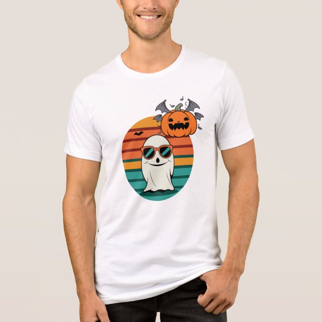 Camiseta Triblenda Fantasma Guay y calabaza - Vibes de Halloween (Anverso)