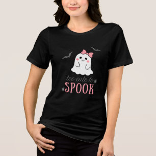 Camiseta Triblenda Fantasma Lindo con Moño Demasiado Lindo para Asust