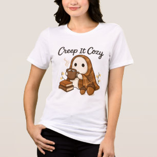 Camiseta Triblenda Fantasma Lindo de Halloween Otoño Acogedor