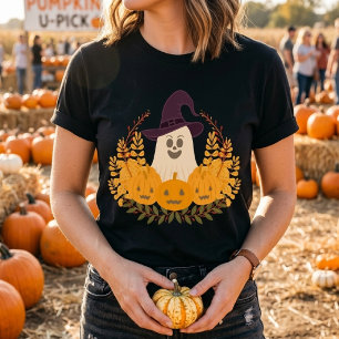 Camiseta Triblenda Fantasma Lindo y Espeluznante y Corona de Calabaza
