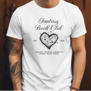 Camiseta Triblenda Fantasy Book Club Typography & Heart doodle sketch