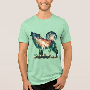 Camiseta Triblenda Fantasy Cute Wolf Doble exposición