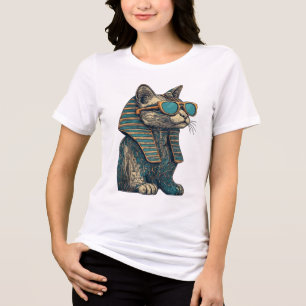 Camiseta Triblenda Faraón Egipcio Gato Cyberpunk Gráfico - Antiguo E