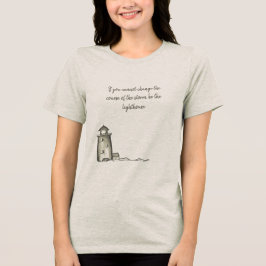 Camiseta Triblenda Faro dibujado a mano con rocas escena pacífica