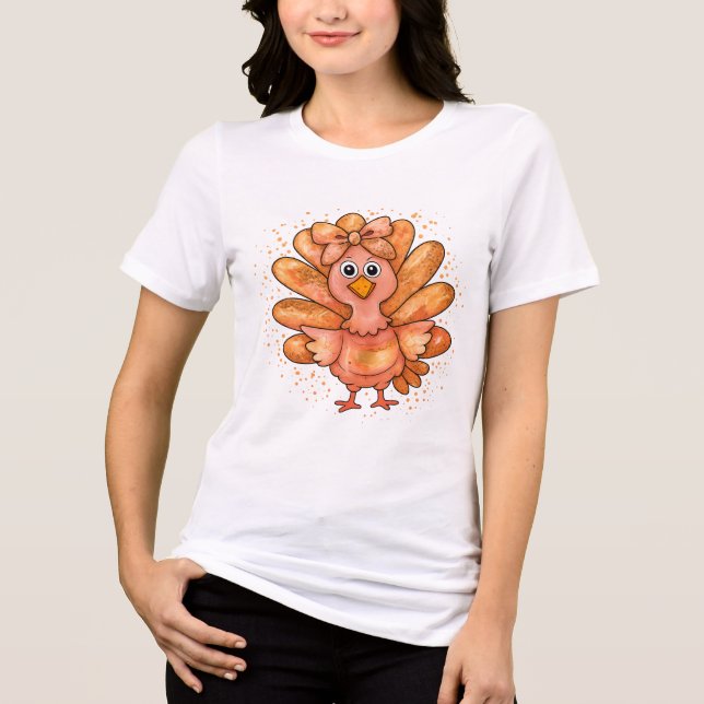 Camiseta Triblenda Faux Purpurina Turquía perrito Día de Acción de Gr (Anverso)