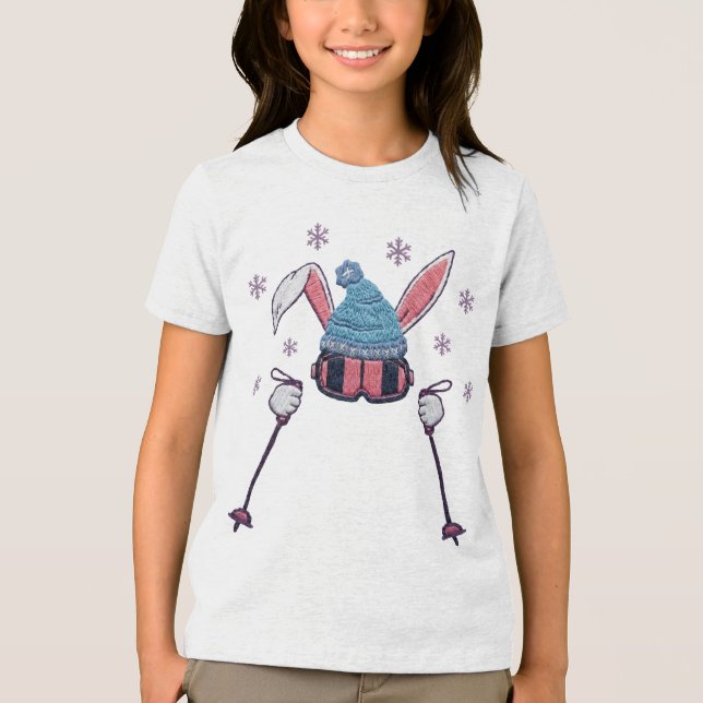 Camiseta Triblenda Faux yarn skiing rabbit winter humor (Anverso)