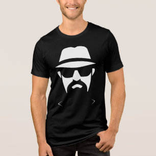 Camiseta Triblenda Fedora Minimalista Negro y Blanco: Líneas de intri