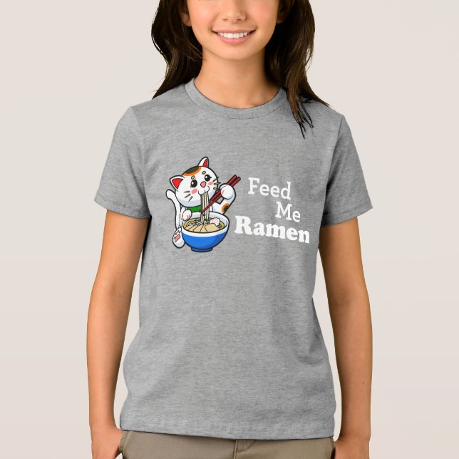 Camiseta Triblenda Feed Me Ramen- Gato lindo (Anverso)