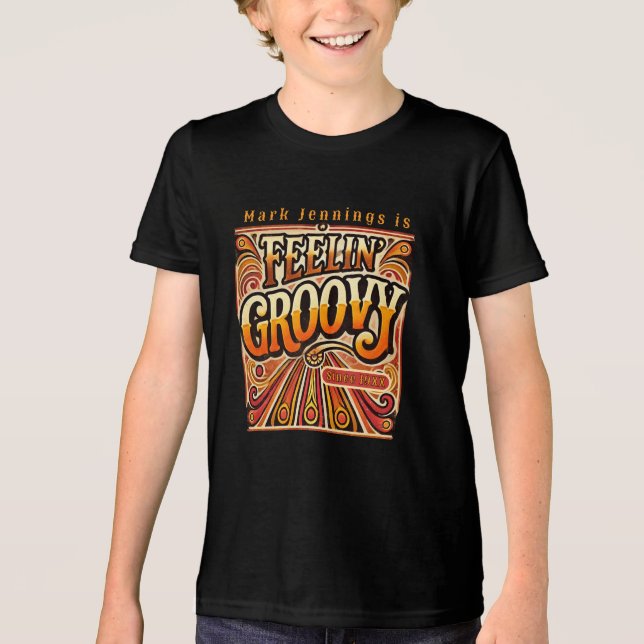 Camiseta Triblenda Feelin Groovy niños personalizados retro 70 (Anverso)