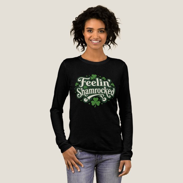 Camiseta Triblenda Feelin’ Shamrocked Fun St Patricks Day Design (Anverso Completo)