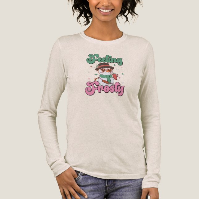 Camiseta Triblenda Feeling Frosty Retro Snowman  (Anverso)