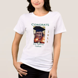 Camiseta Triblenda Felicidades graduado verde dorado año 20XX nombres