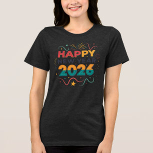 Camiseta Triblenda Feliz Año Nuevo 2026 Vibrante