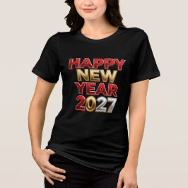 Camiseta Triblenda Feliz Año Nuevo 2027 Familia a Juego