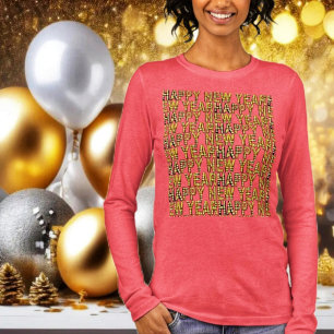 Camiseta Triblenda Feliz año nuevo Amarillo-Dorado