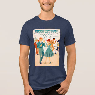 Camiseta Triblenda Feliz Año Nuevo de mediados de siglo El baile del 