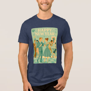 Camiseta Triblenda Feliz Año Nuevo de mediados de siglo La Danza del 