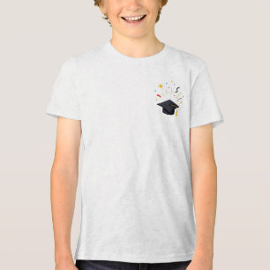 Camiseta Triblenda Feliz Celebración de Graduados Lanzando Gorras