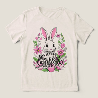 Camiseta Triblenda Feliz Conejo de Pascua (rosa oscuro)