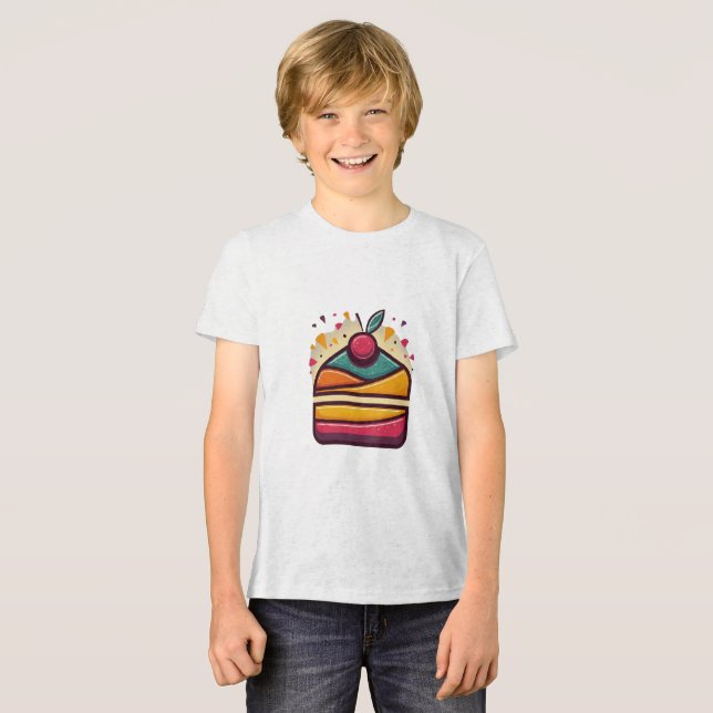 Camiseta Triblenda Feliz Cumpleaños Cake Youth Tri-Blend (Anverso Completo)