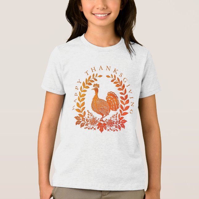 Camiseta Triblenda Feliz Día de Acción de Gracias, camiseta de Turquí (Anverso)