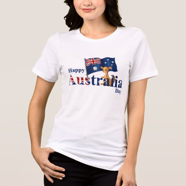 Camiseta Triblenda Feliz Día de Australia Bandera de canguro (Anverso)