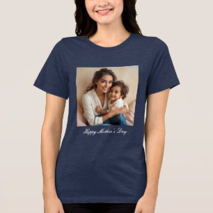 Camiseta Triblenda Feliz Día de la Madre Sólida Marina