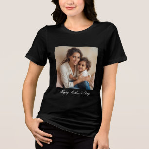 Camiseta Triblenda Feliz Día de la Madre Sólido Negro